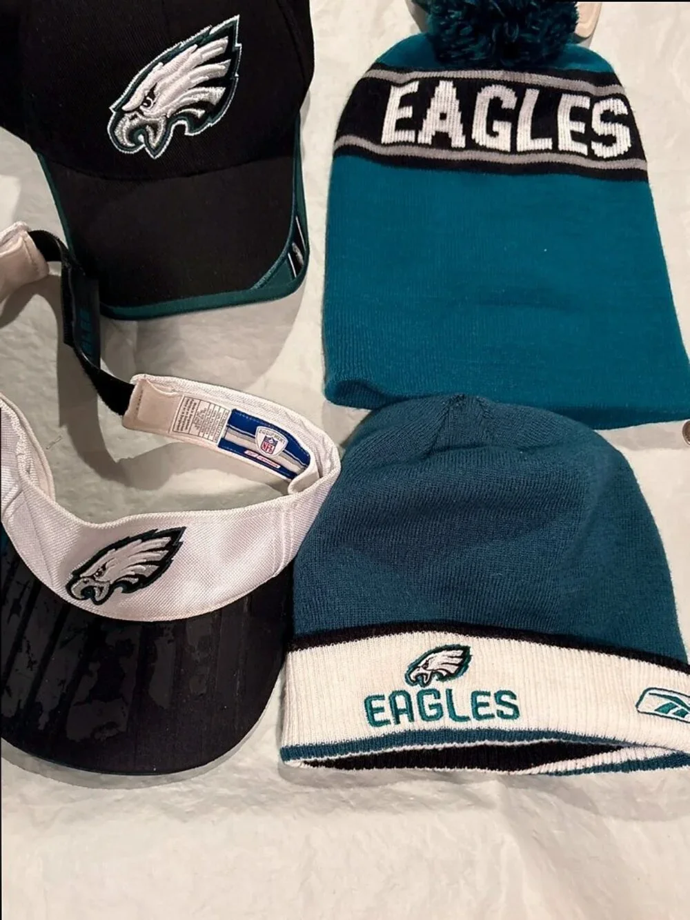 Philadelphia Eagles Lot of 20 Team Issued Reebok NFL Visors Bernie’s Hats VTG